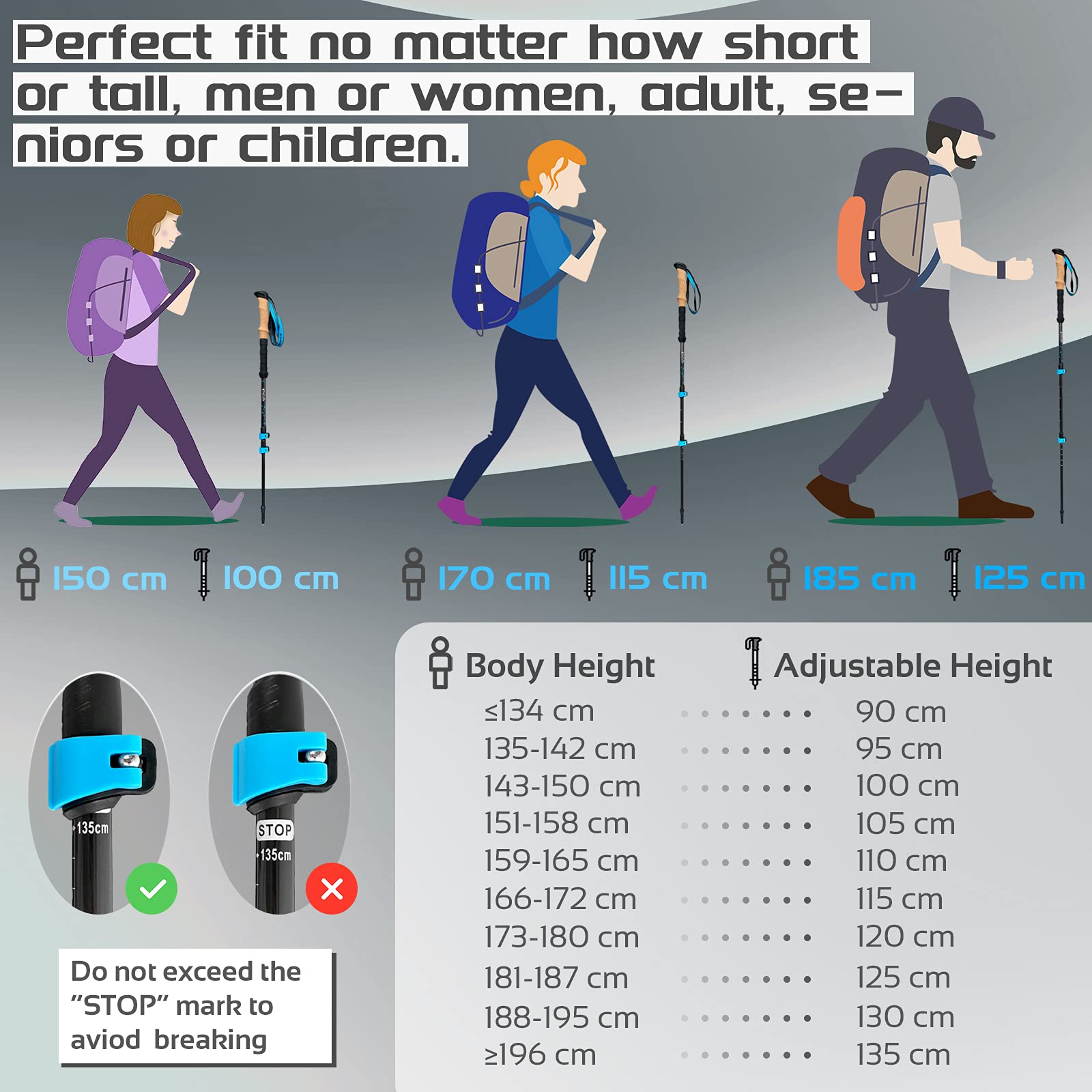 TheFitLife ultralight poles offer 0.44 pounds per pole for easy handling.