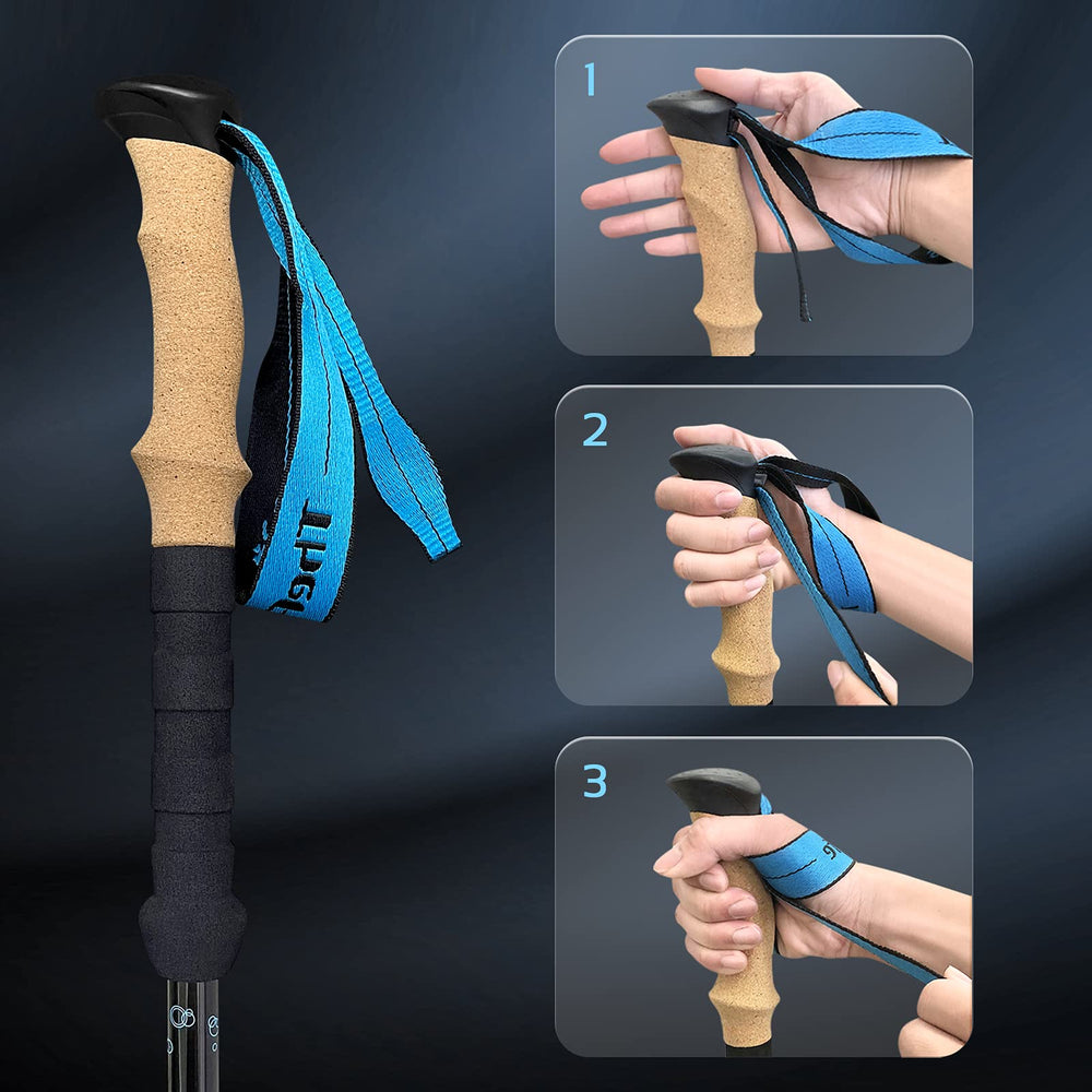 TheFitLife ultralight poles balance on slippery terrain with rubber tips for secure footing.