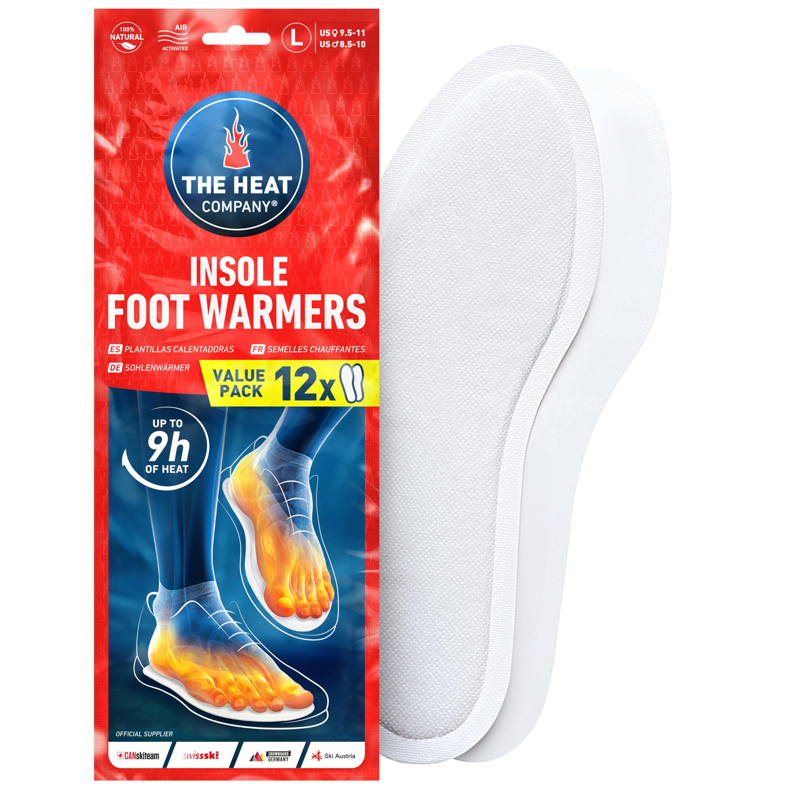 The Heat Company insole packaging shows air-activated warmth ready to use