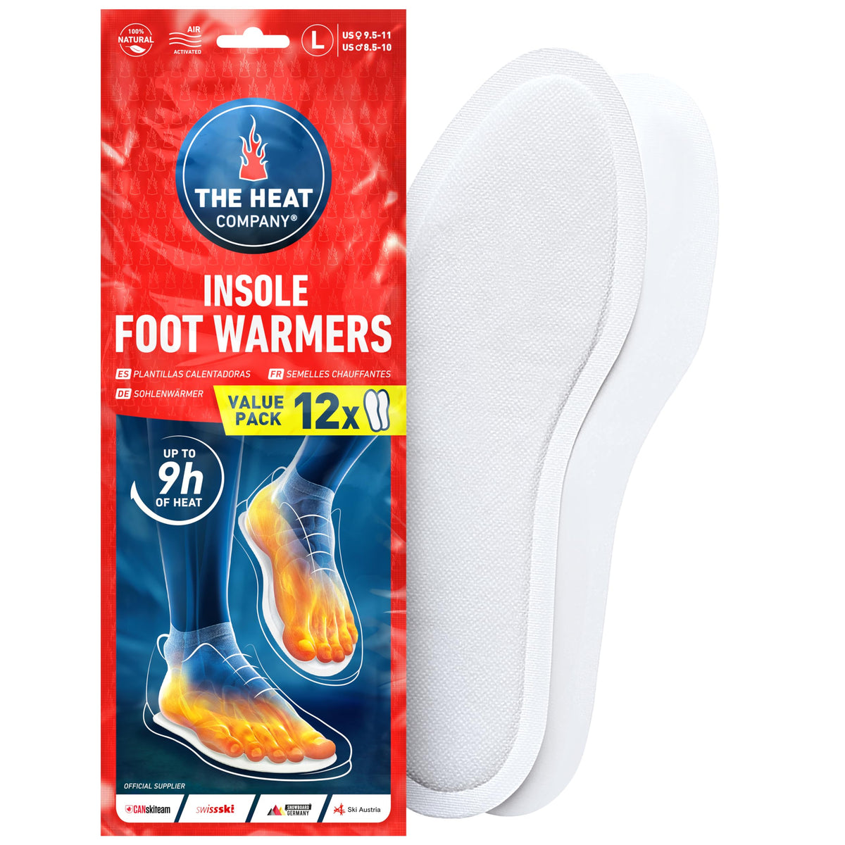 The Heat Company insole packaging shows air-activated warmth ready to use