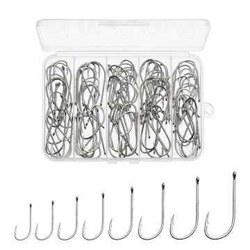 Thekuai Fishing Hooks 100 Pack Baitholder Walleye Rig – High Carbon Steel, Black Nickel, Down-Turned Eye