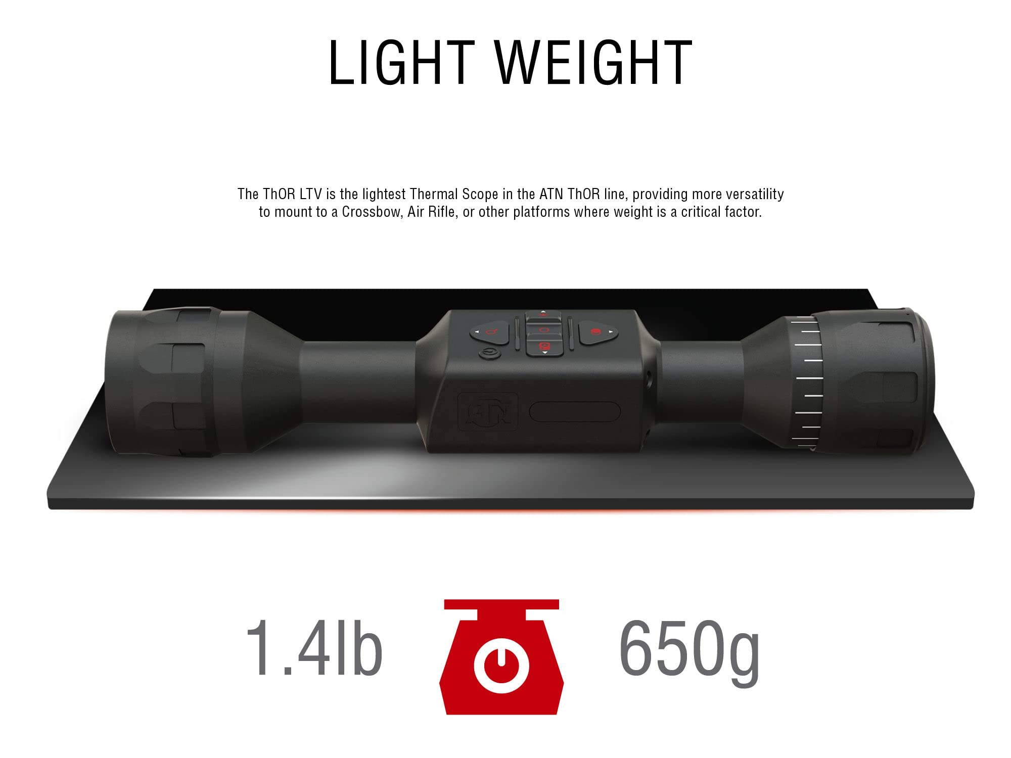 theOpticGuru ATN Thor LTV long-battery-life graphic communicates extended field operation.