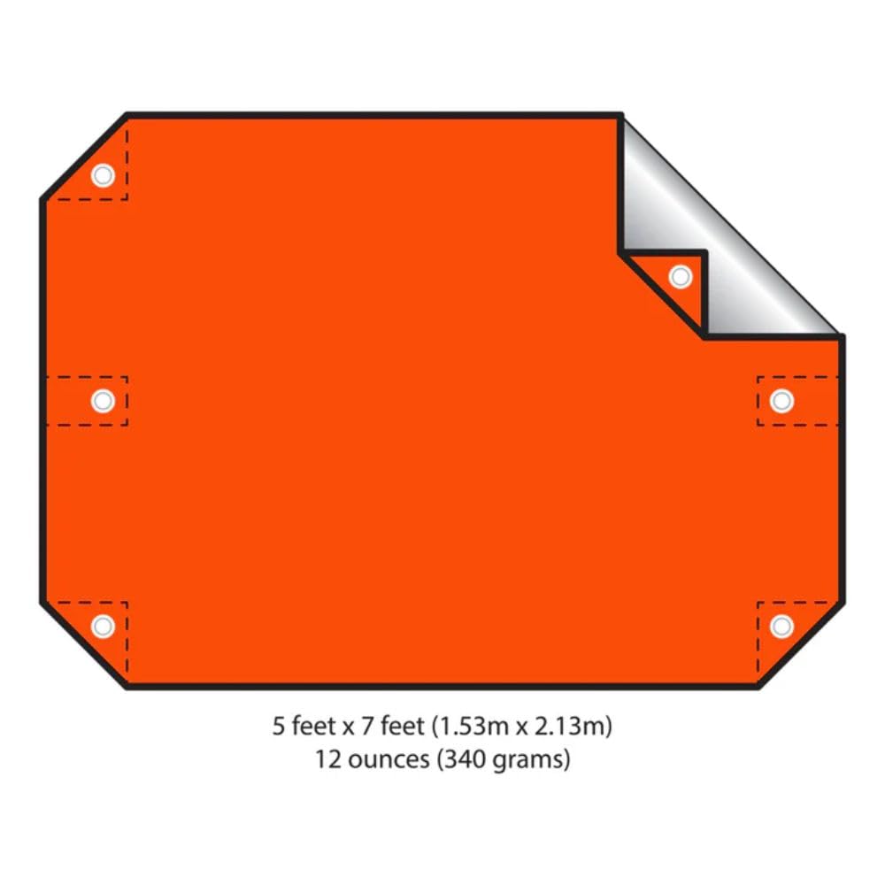 The Pathfinder School survival blanket orange reflective side up reflects heat for a radiant barrier.