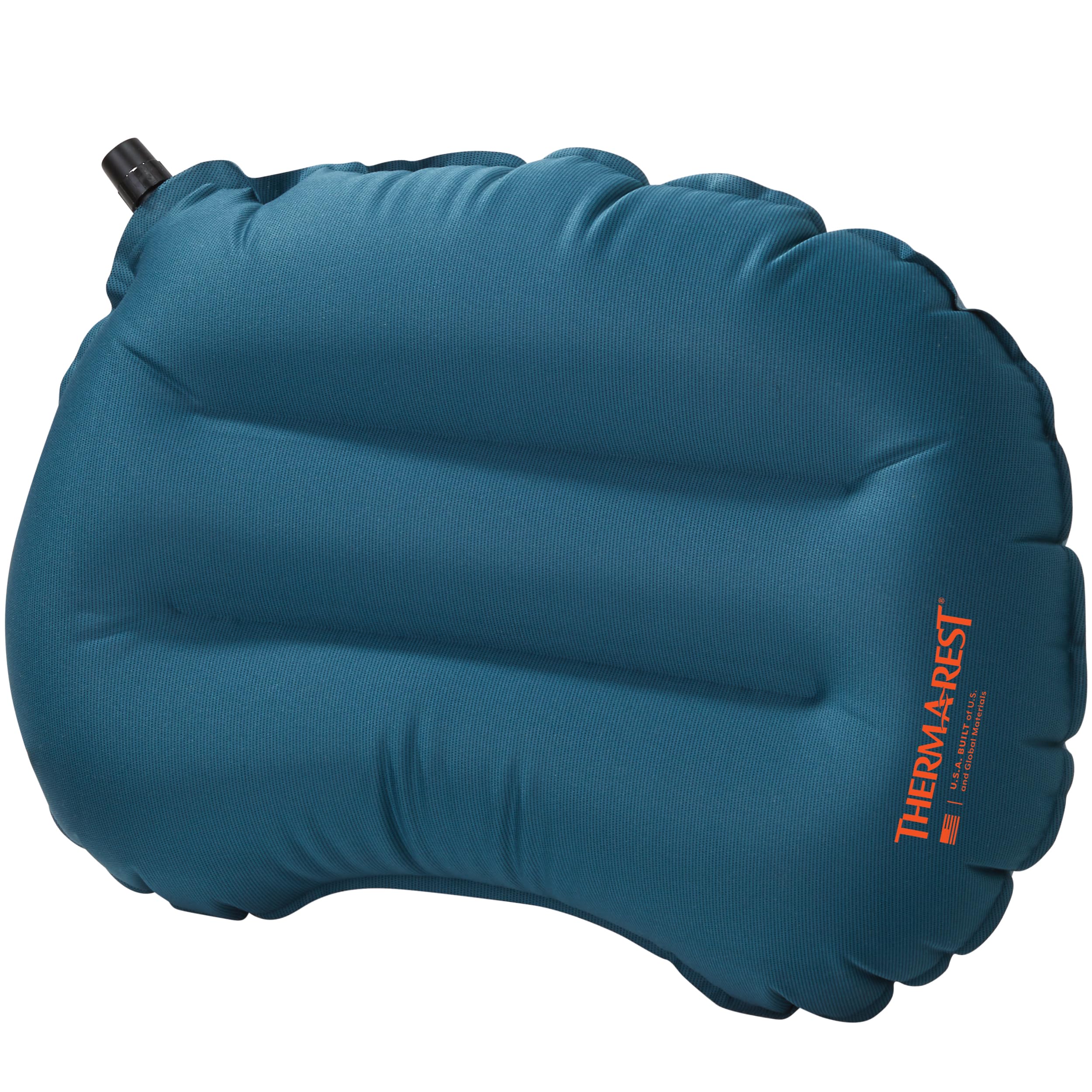 Therm-a-Rest Air Head Lite inflated pillow provides customizable loft for travel comfort.