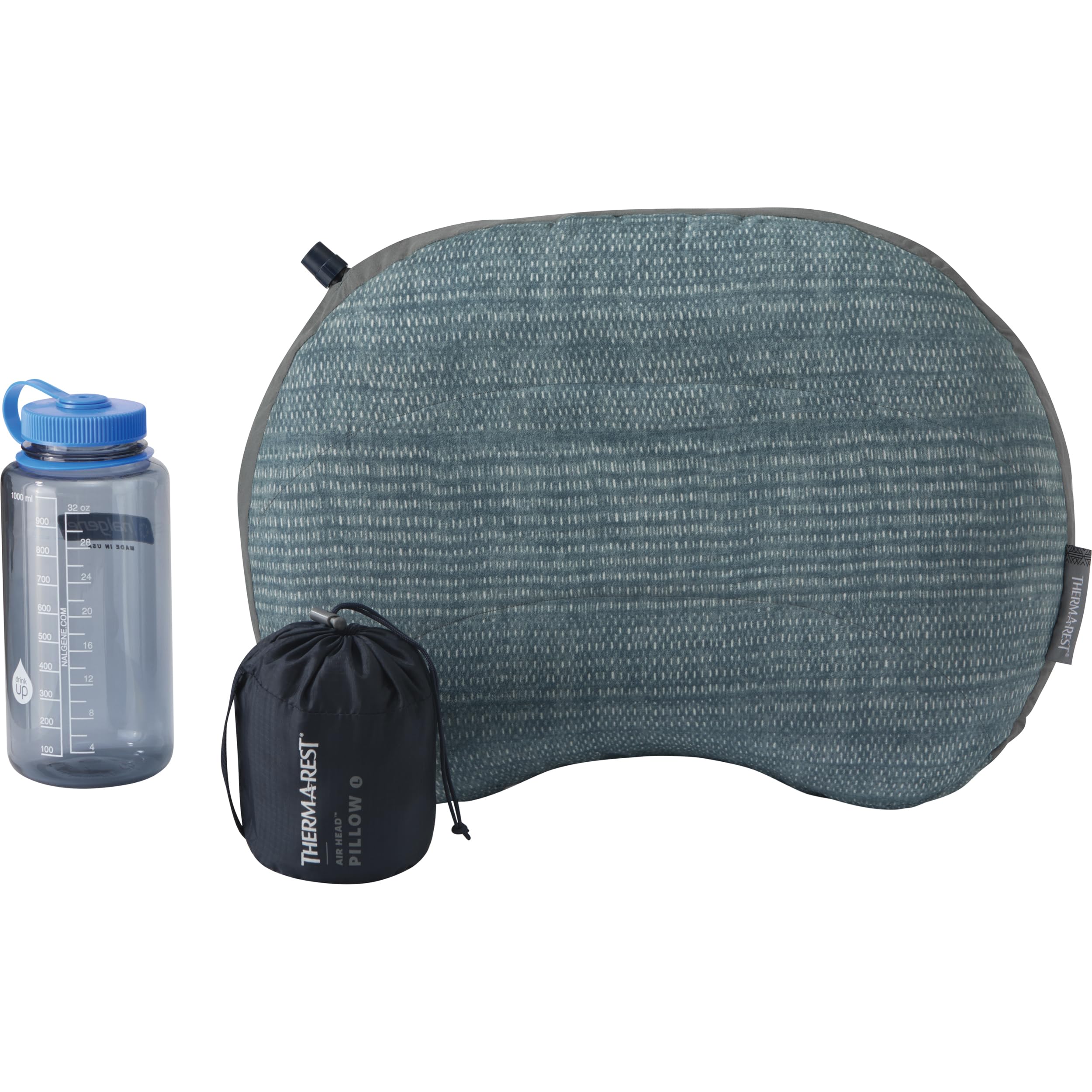 Therm-a-Rest Air Head in its stuff sack shows compact travel.