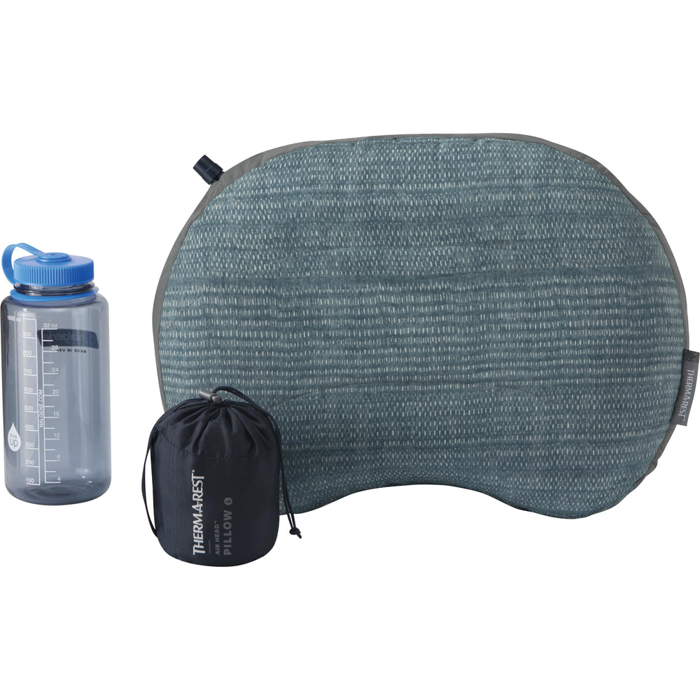 Therm-a-Rest Air Head in its stuff sack shows compact travel.