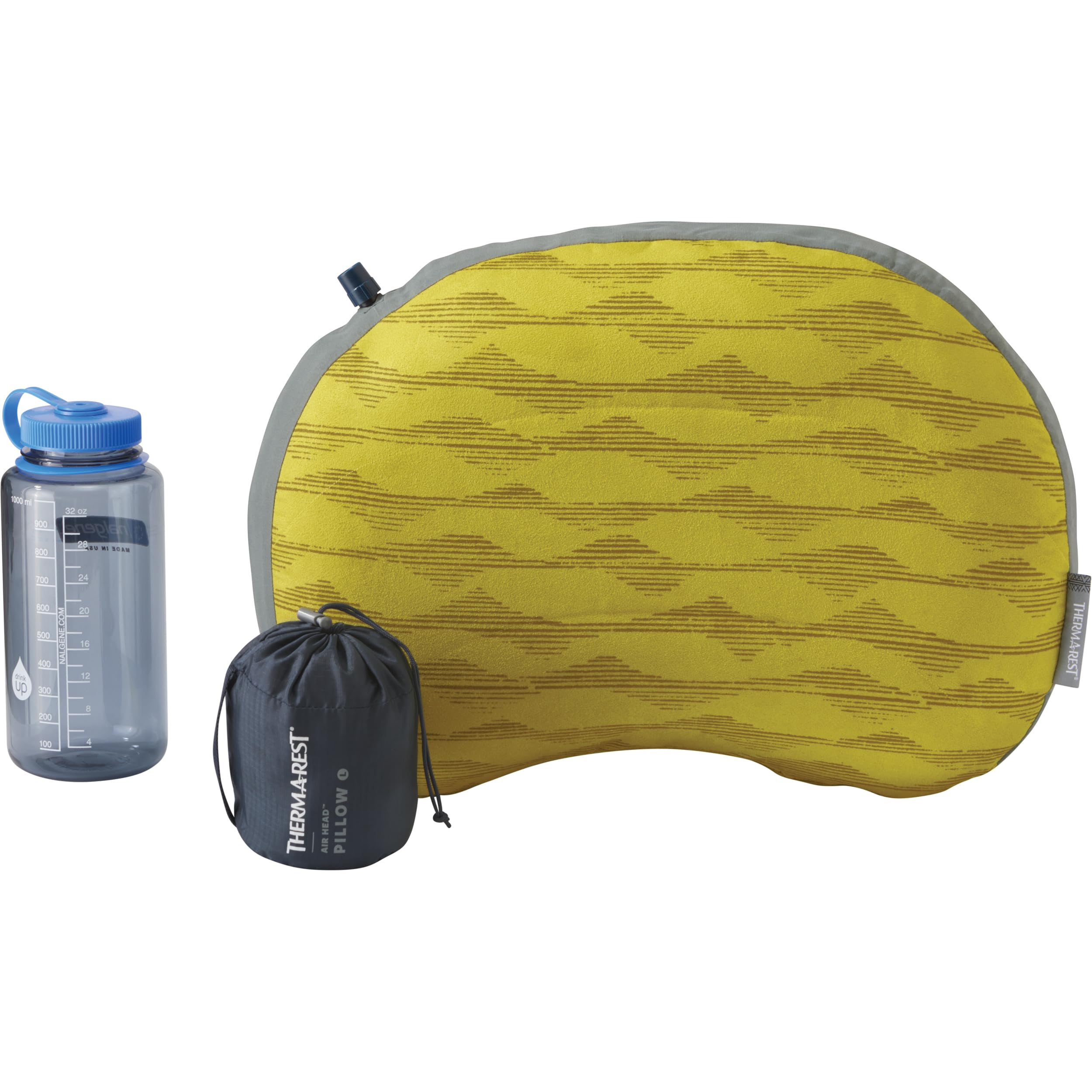 Therm-a-Rest Air Head Pillow nests into a sleeping bag hood for snug camping comfort.