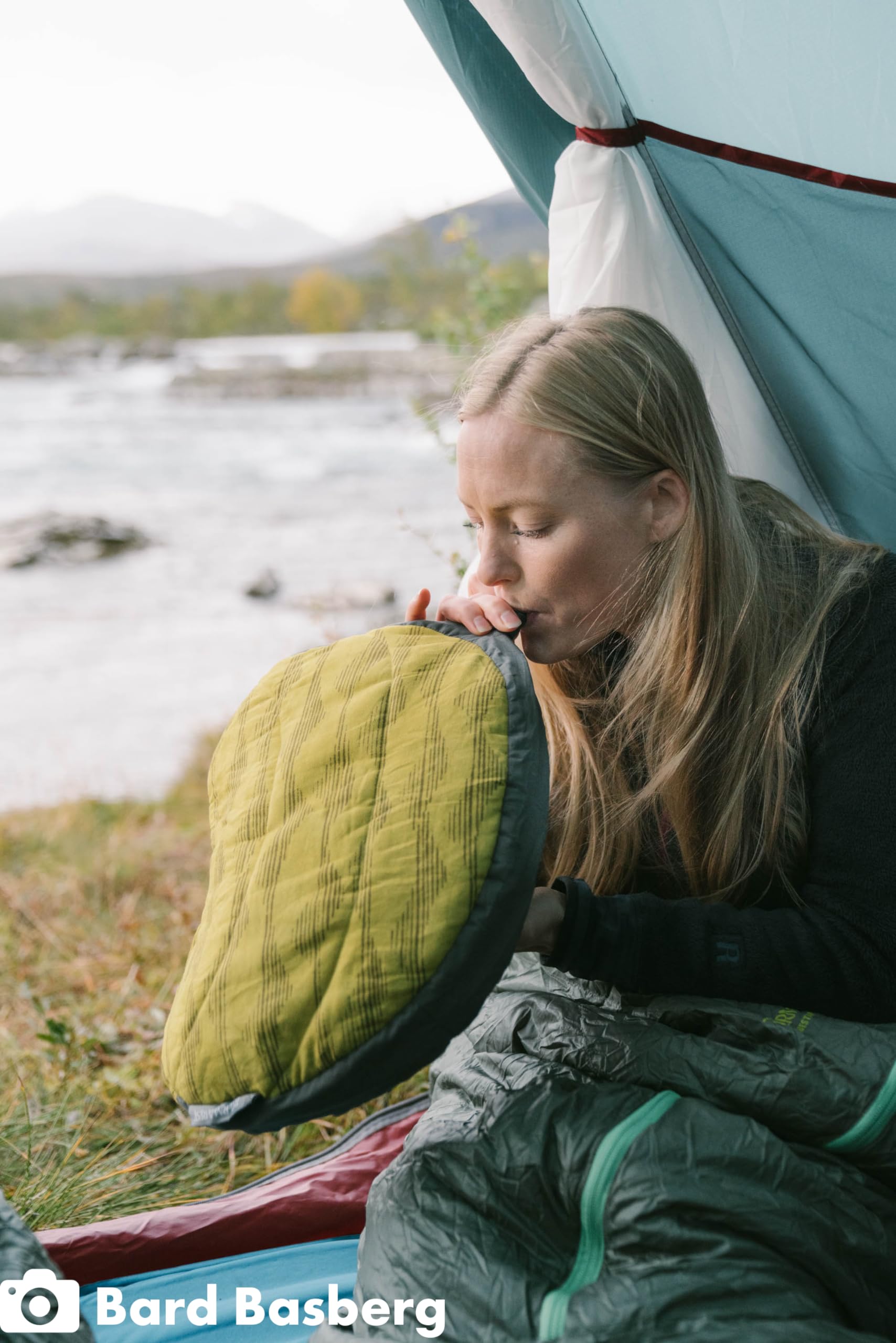 Therm-a-Rest Air Head with PFAS-free DWR sack for eco-friendly dry gear storage.