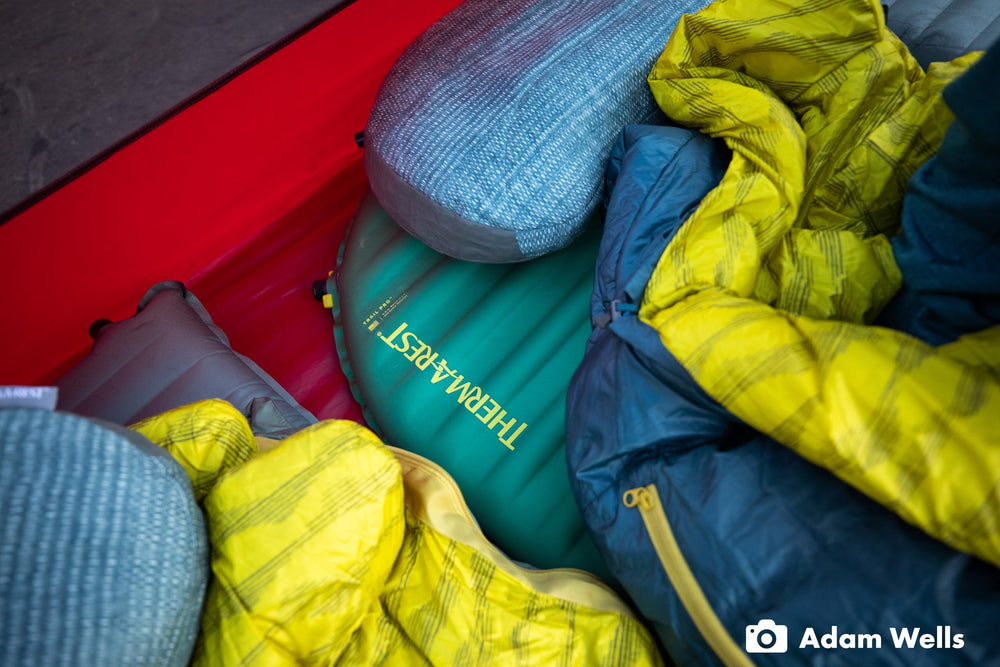 Therm-a-Rest Air Head Pillow includes a PFAS-free DWR stuff sack to protect gear.