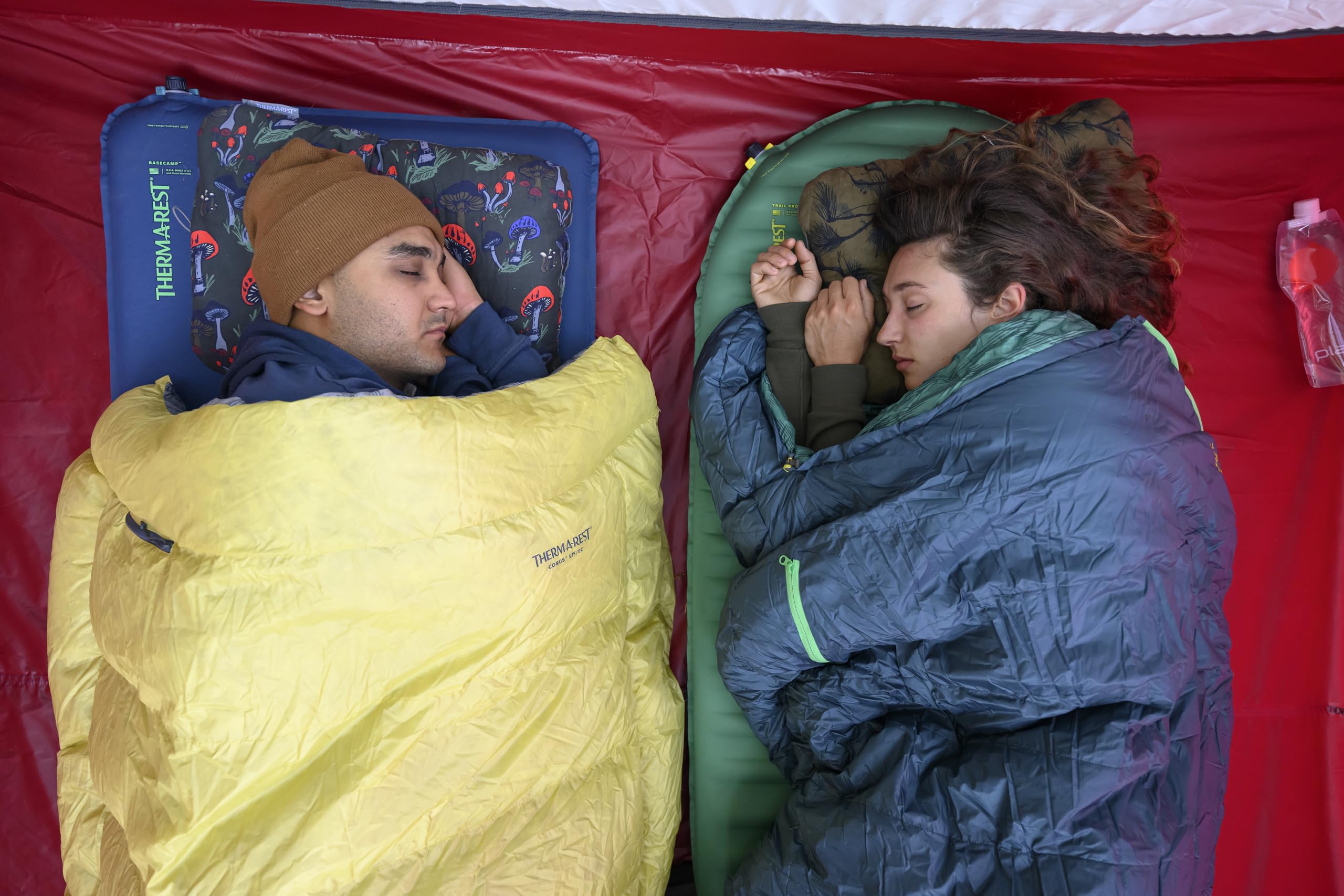 Dimensions of Therm-a-Rest BaseCamp 77x25 inches displayed for spacious sleeping