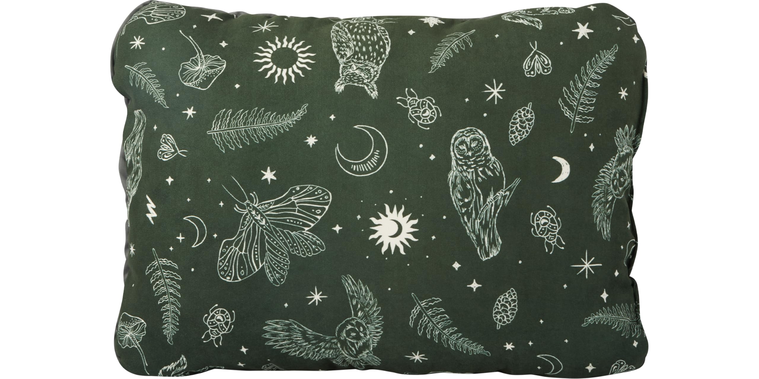 Therm-a-Rest Compressible Cinch Pillow Woodland rolled for compact travel comfort