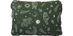 Therm-a-Rest Compressible Cinch Pillow Woodland rolled for compact travel comfort
