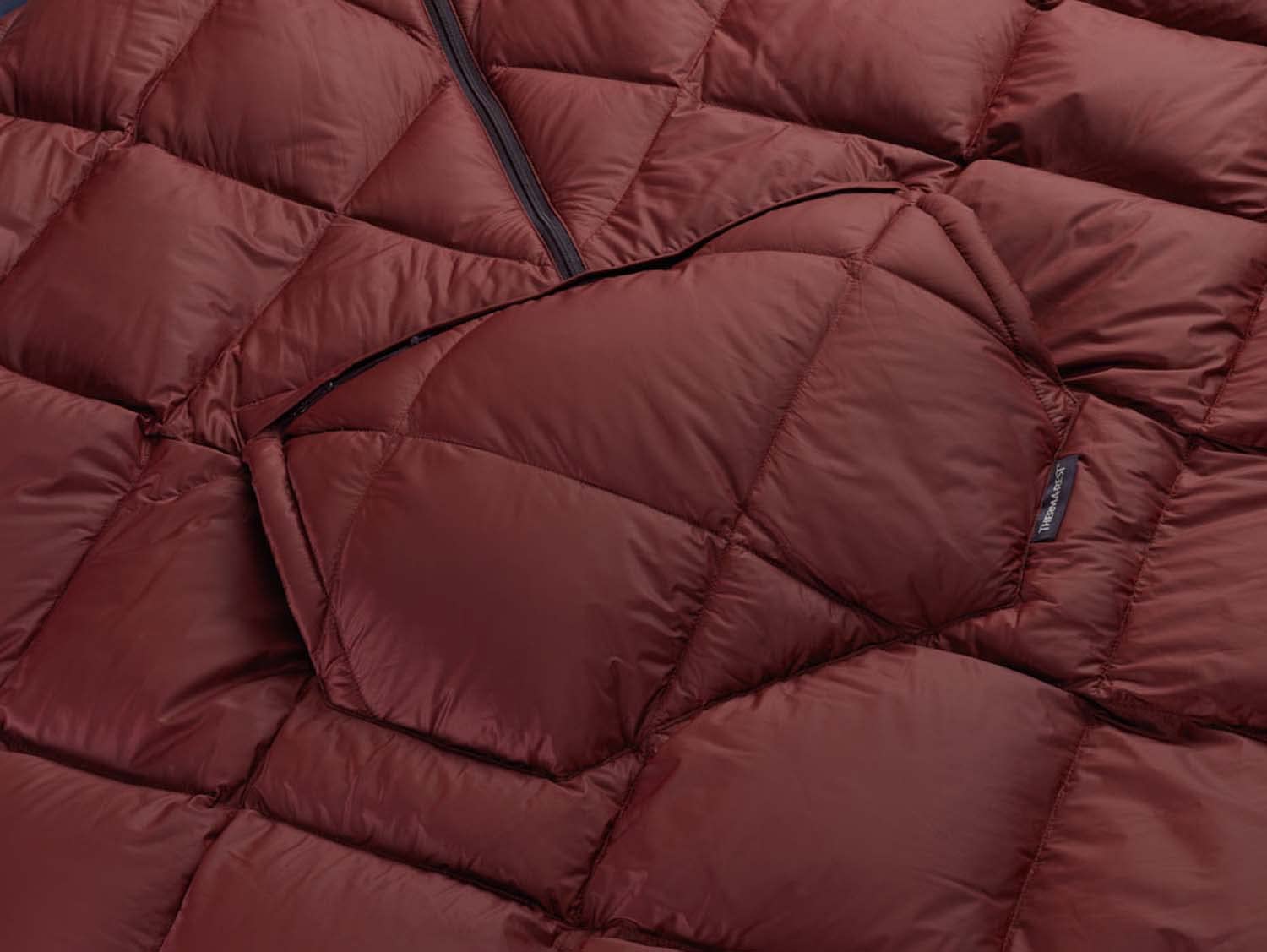 Therm-a-Rest Honcho Poncho Down with anorak zipper for comfortable layering