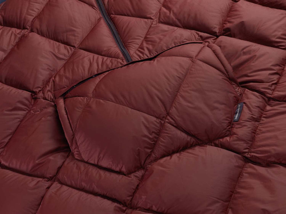 Therm-a-Rest Honcho Poncho Down with anorak zipper for comfortable layering