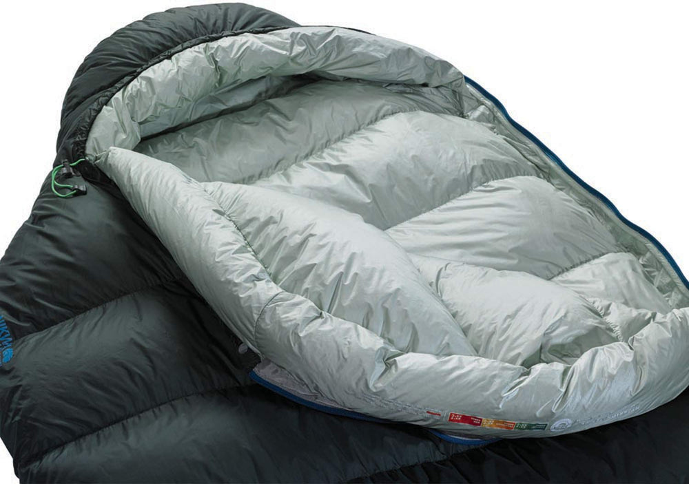 Therm-a-Rest Hyperion box-baffles maximize loft and minimize cold spots.