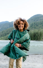 Therm-a-Rest Kids Honcho kangaroo pocket warms hands on chilly days.