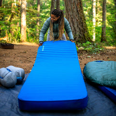 Rolled Mondoking 3D pad in stuff sack for compact storage