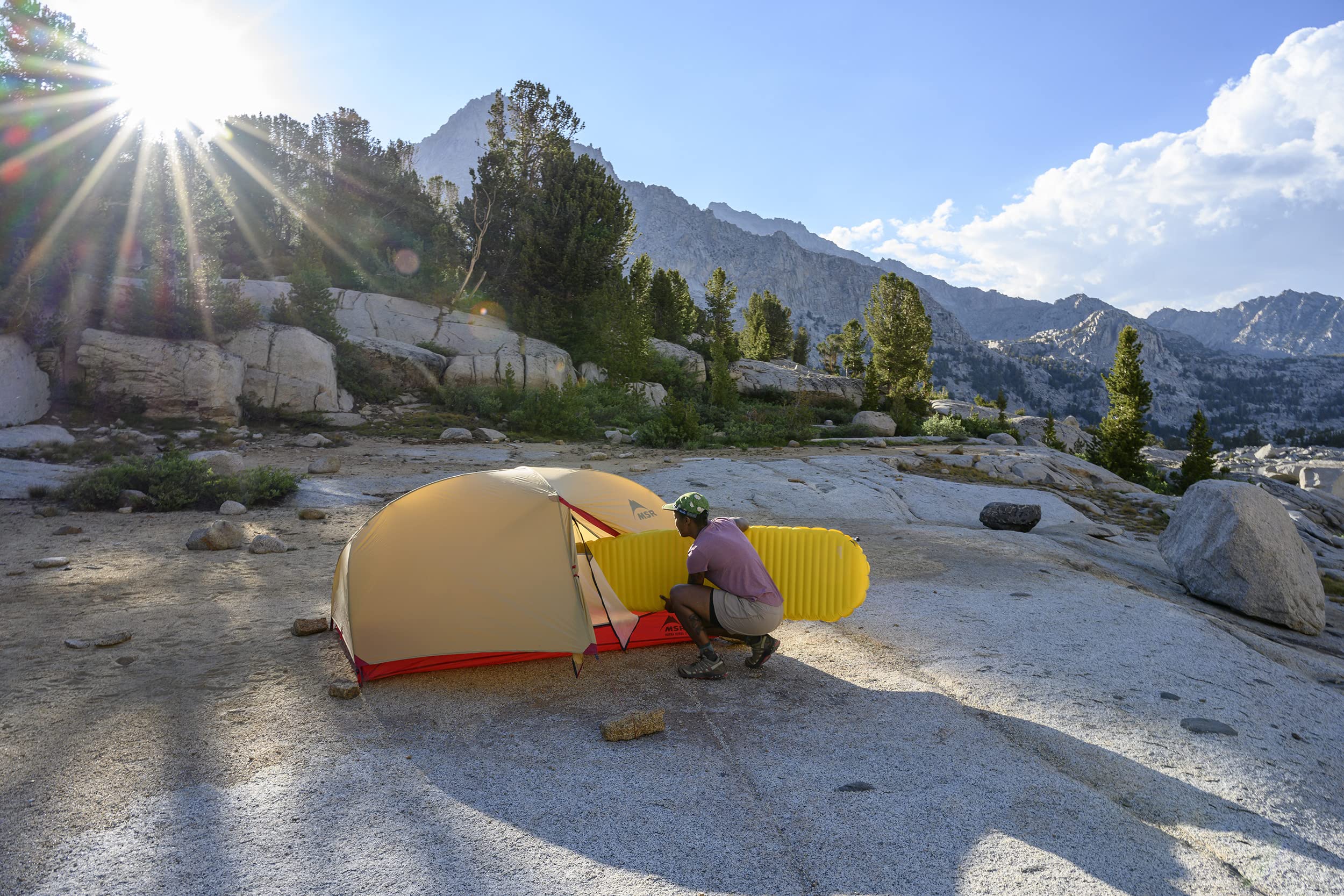 NeoAir XLite NXT rolled compactly for minimal pack size on backcountry trips.