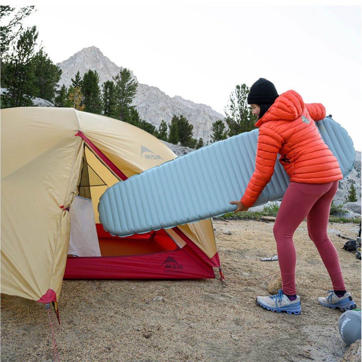 NeoAir XTherm NXT heat-trap technology preserves radiant warmth for cold backcountry nights.