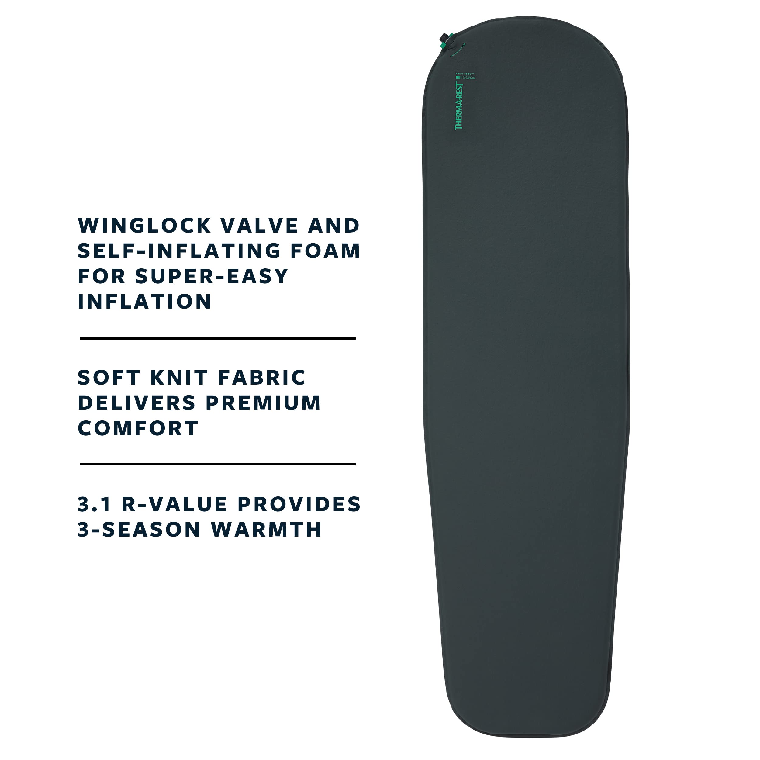 Trail Scout 72x20 inch dimensions provide a stable sleeping surface