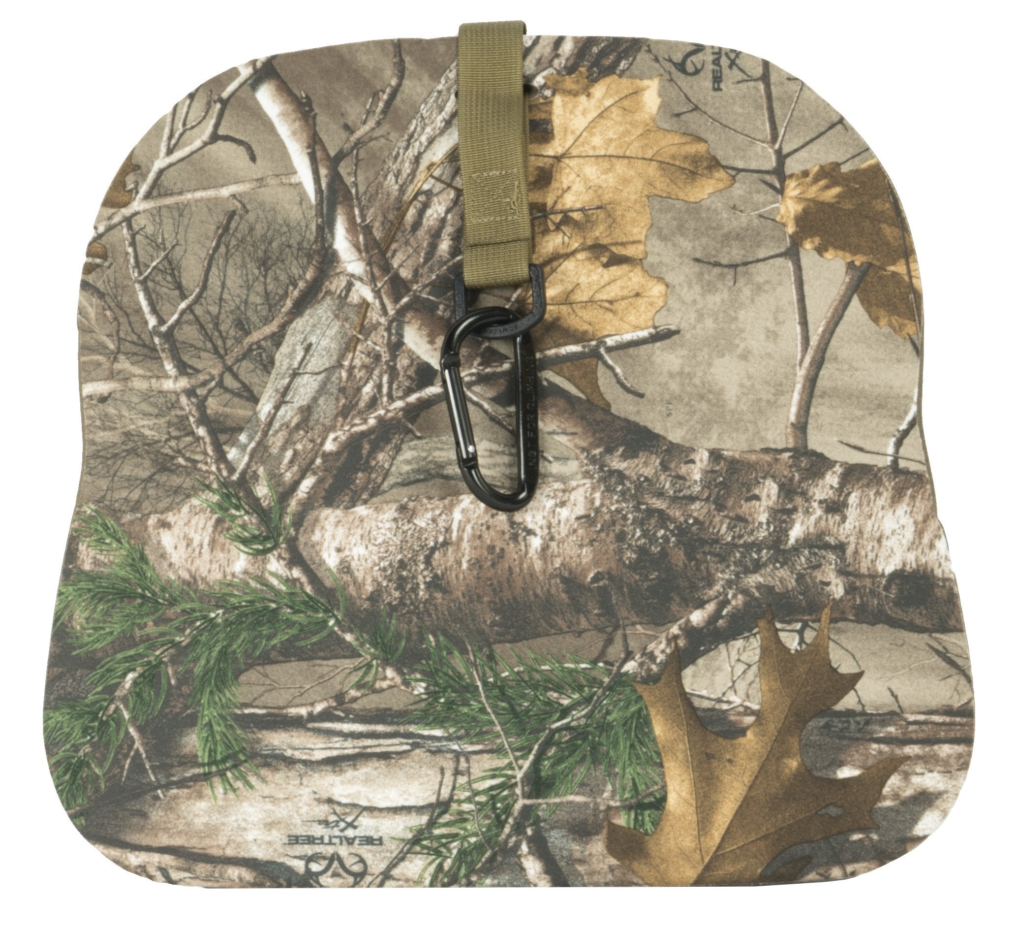 Therm-a-Seat Predator Realtree Edge side view highlights portability and quick transport.