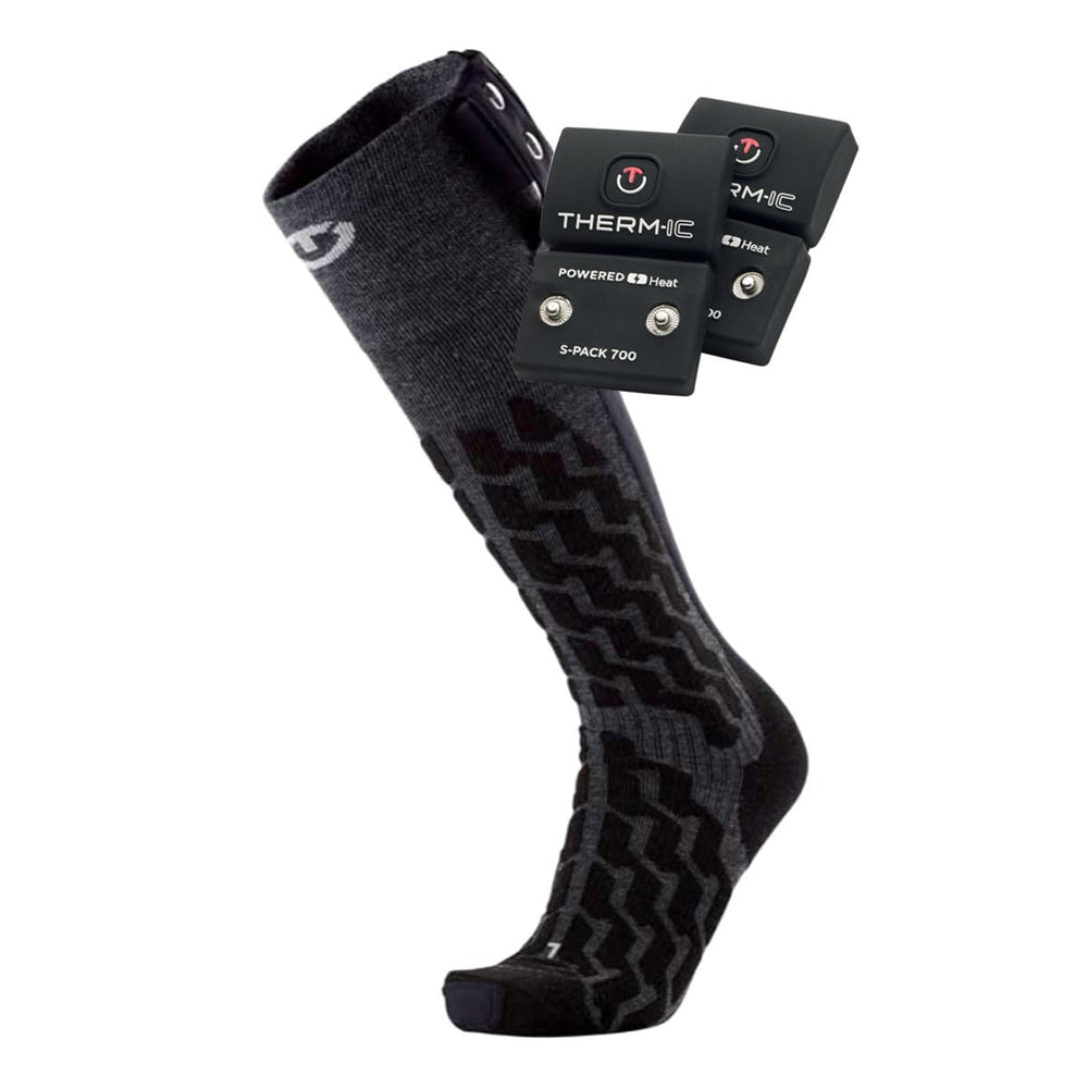 Therm-ic Fusion Uni heated ski socks provide warmth and moisture management on cold slopes.