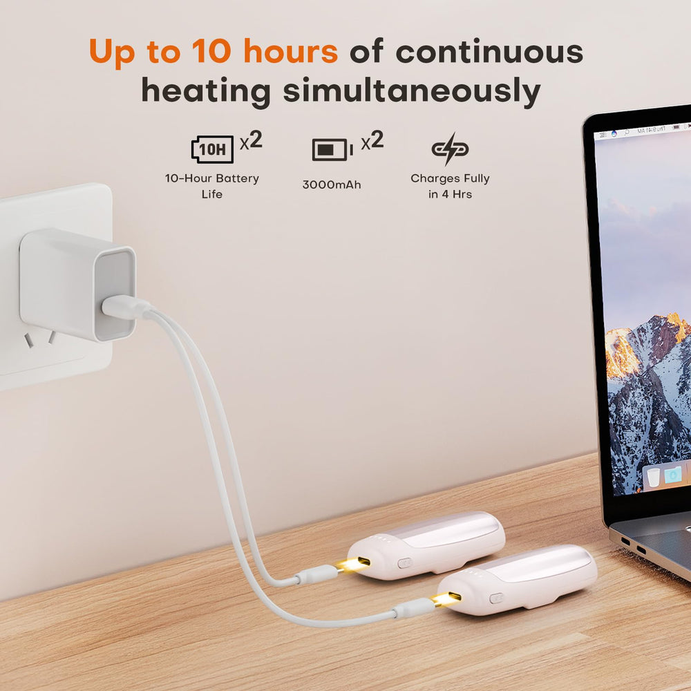 Therova hand warmer highlighting compact, ergonomic palm-size design.