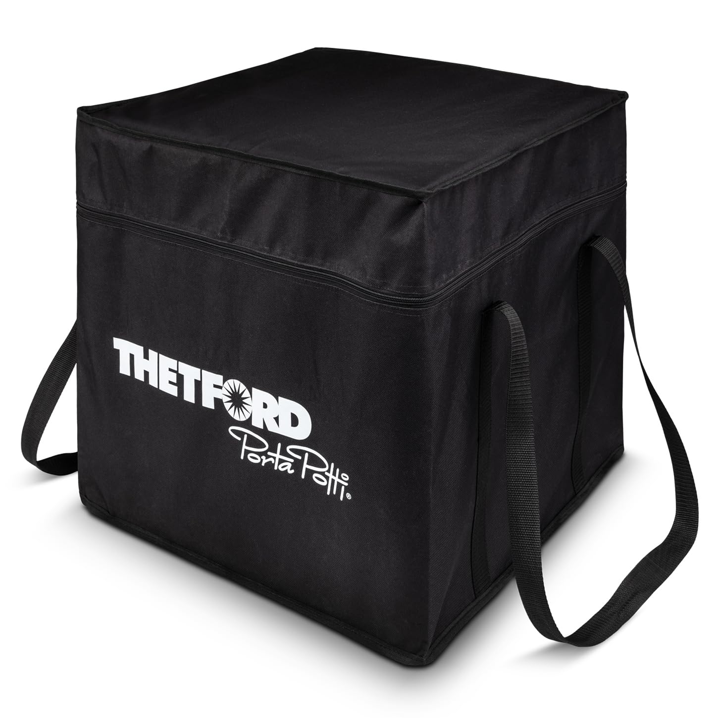 Zippered exterior of Thetford carrying bag protects the toilet during transport and storage.