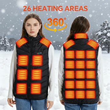 THETHEKU heated vest back view shows full-coverage warmth across the core