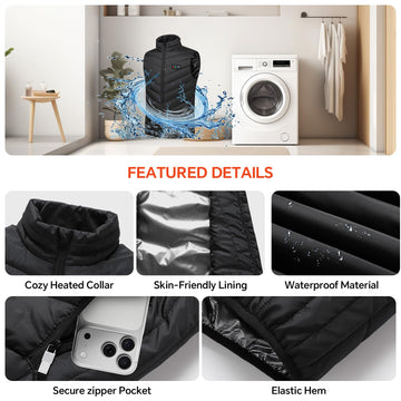 THETHEKU heated vest fabric windproof view highlights wind and light rain resistance
