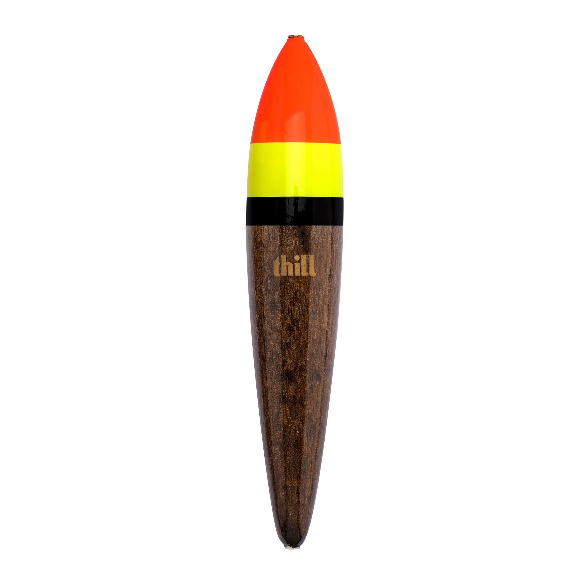 Thill Big Fish Slider Float 6in orange-yellow top improves visibility for big-bait fishing.