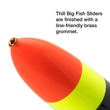 Close-up of the Thill Big Fish Slider Float brass grommet for line-friendly setup.