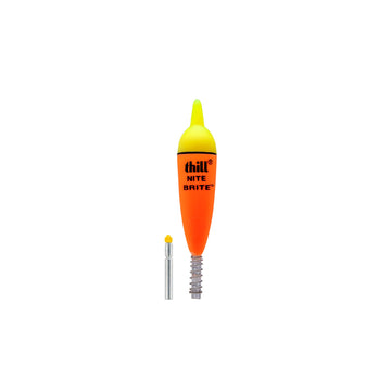 Thill Nite Brite yellow center-slider float glows clearly for night signaling.