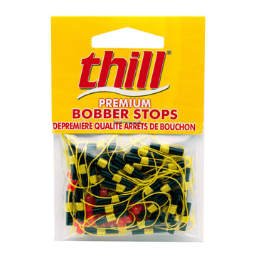 Thill Premium Bobber Stops in fluorescent yellow improve line visibility for anglers.
