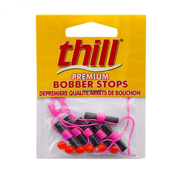Thill Premium Bobber Stops hot pink pack showing high visibility and secure line grip