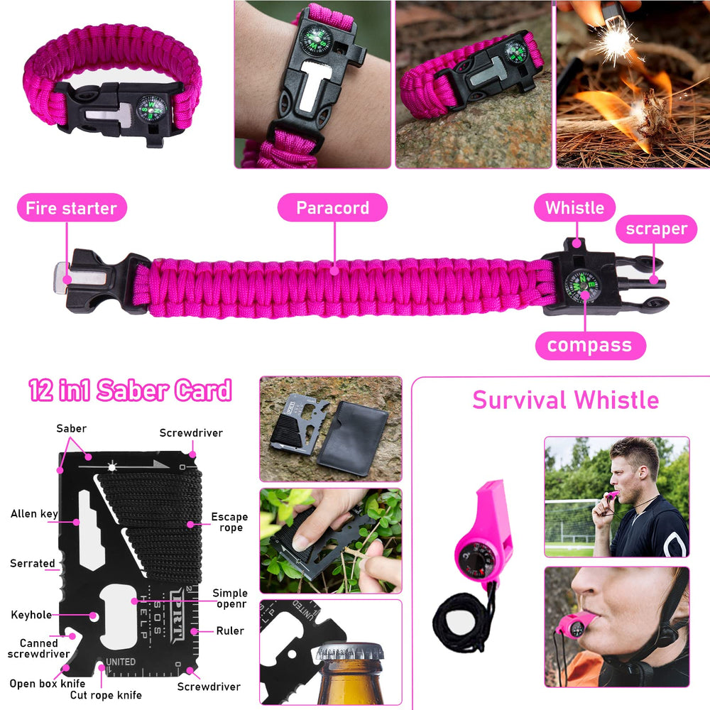 ThinkLearn pink survival kit folding shovel compact outdoor tool.