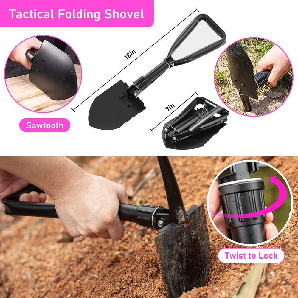 ThinkLearn pink survival kit MOLLE strap close-up highlights easy attachment.