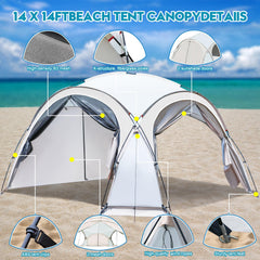 Thinlute beach canopy sturdy poles, X-shaped frame boosts stability