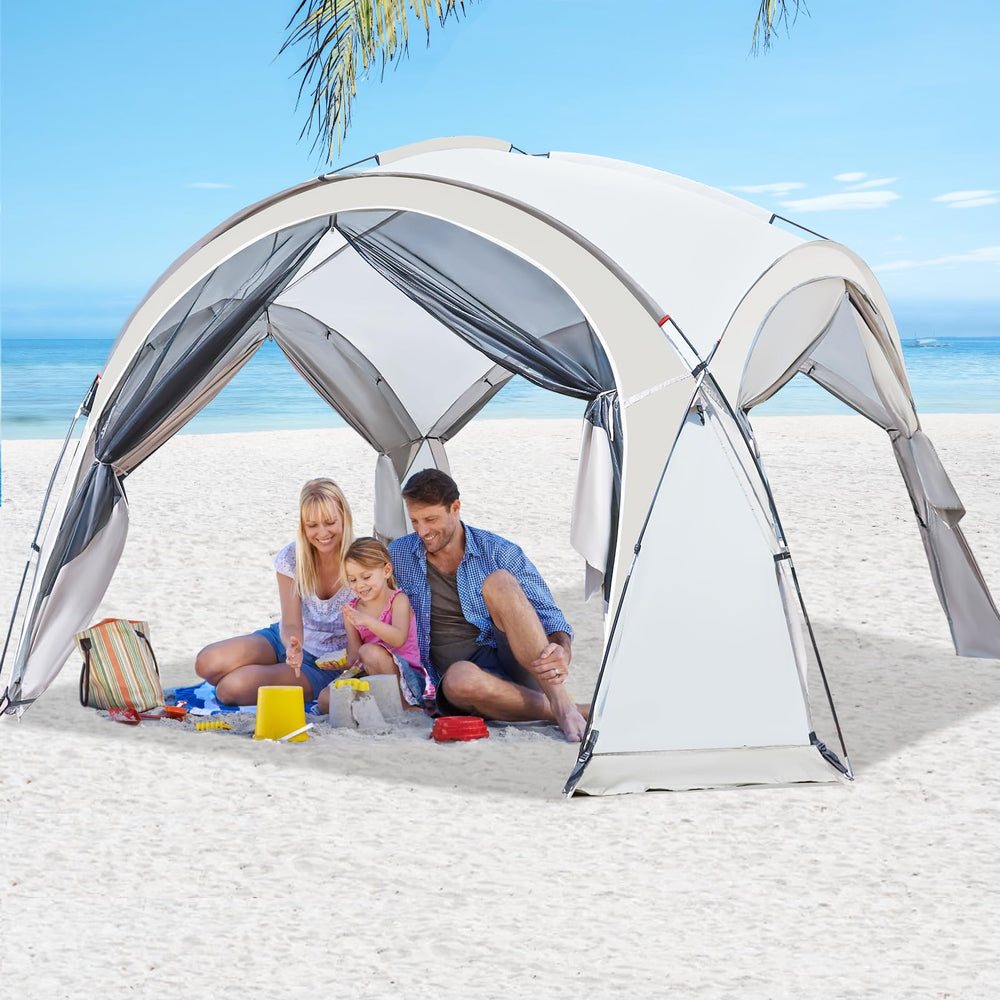 Thinlute large beach canopy side wall setup, privacy and wind protection