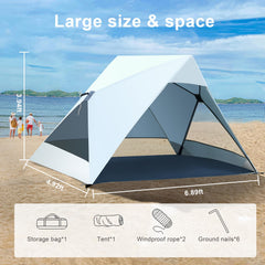 Thinlute Pop Up Beach Tent compact design with carrying bag for travel.