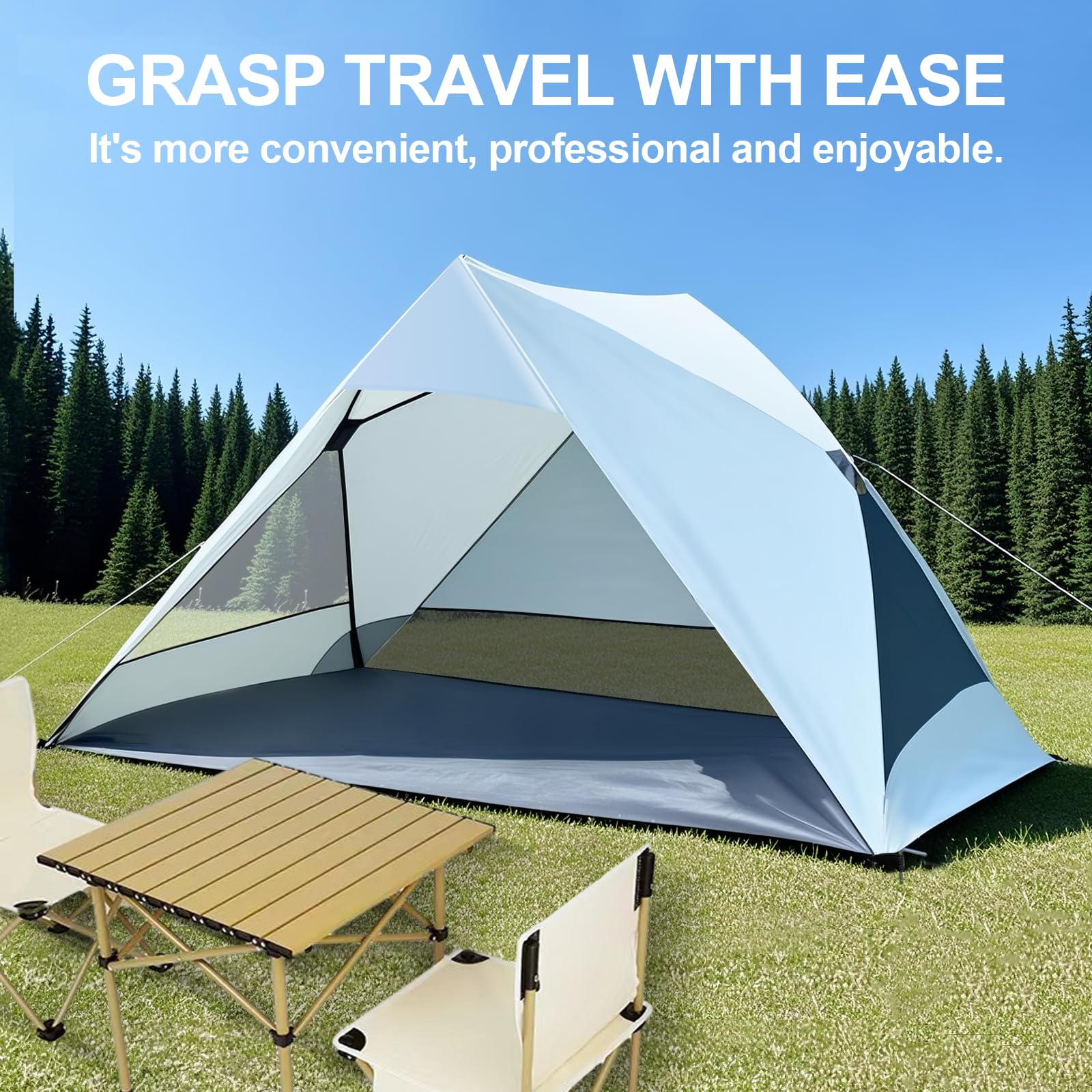 Thinlute Pop Up Beach Tent private shaded area for kids on the beach.