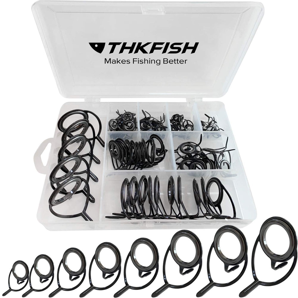 THKFISH 75-piece rod guides kit with ceramic rings and stainless steel frames in black
