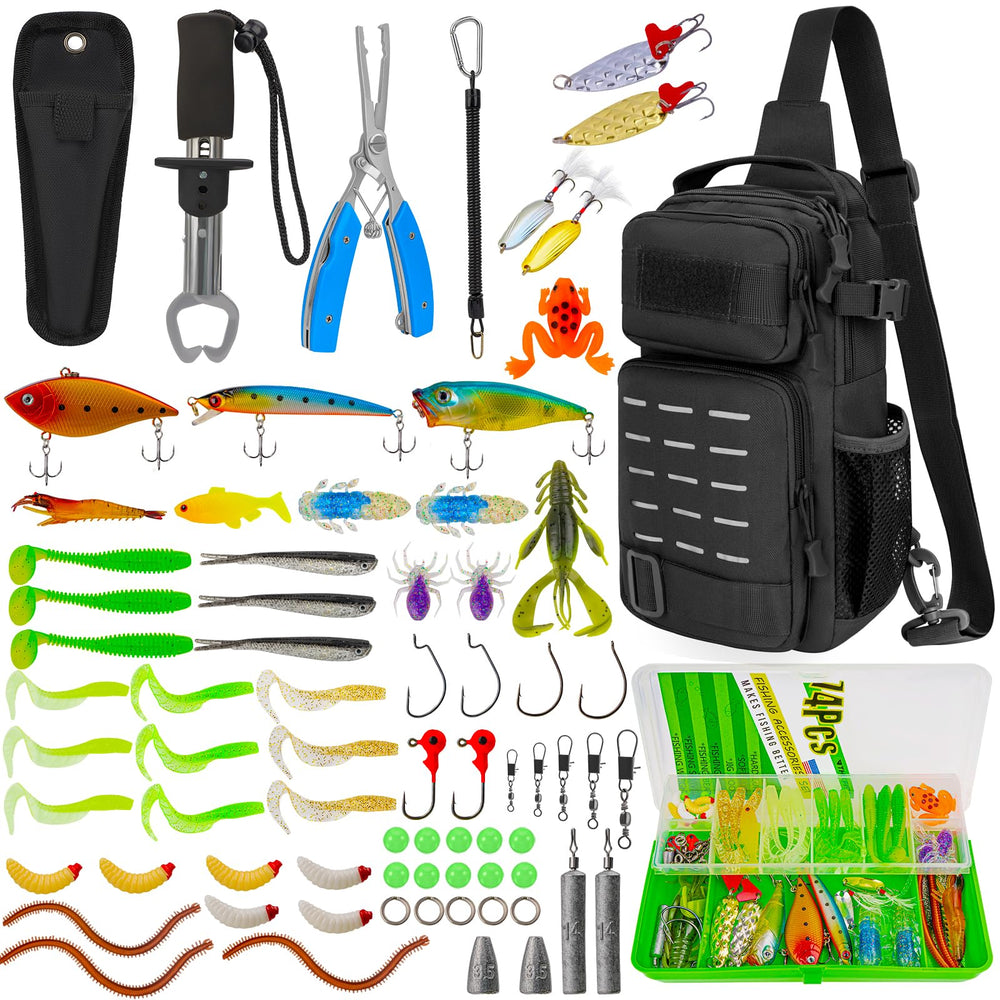 THKFISH 79 Pcs fishing tool kit-backpack keeps gear organized for trips.