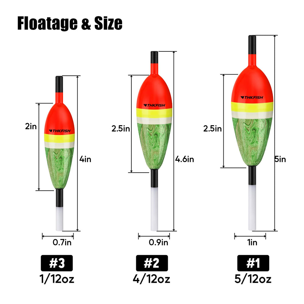 THKFISH balsa wood slip bobbers - size 0.9in x 2.5in x 4.6in