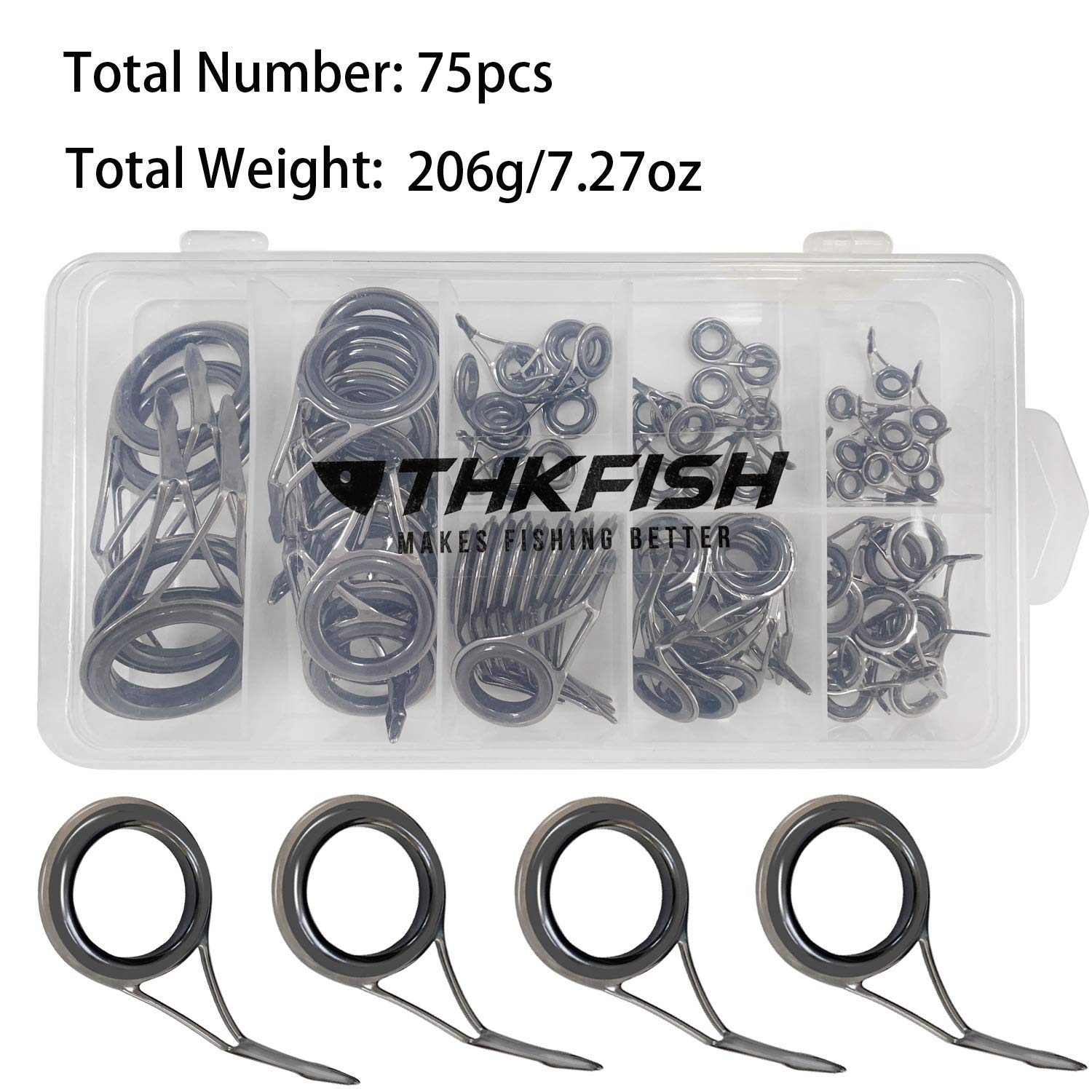 75-piece rod guide kit for saltwater and freshwater rods