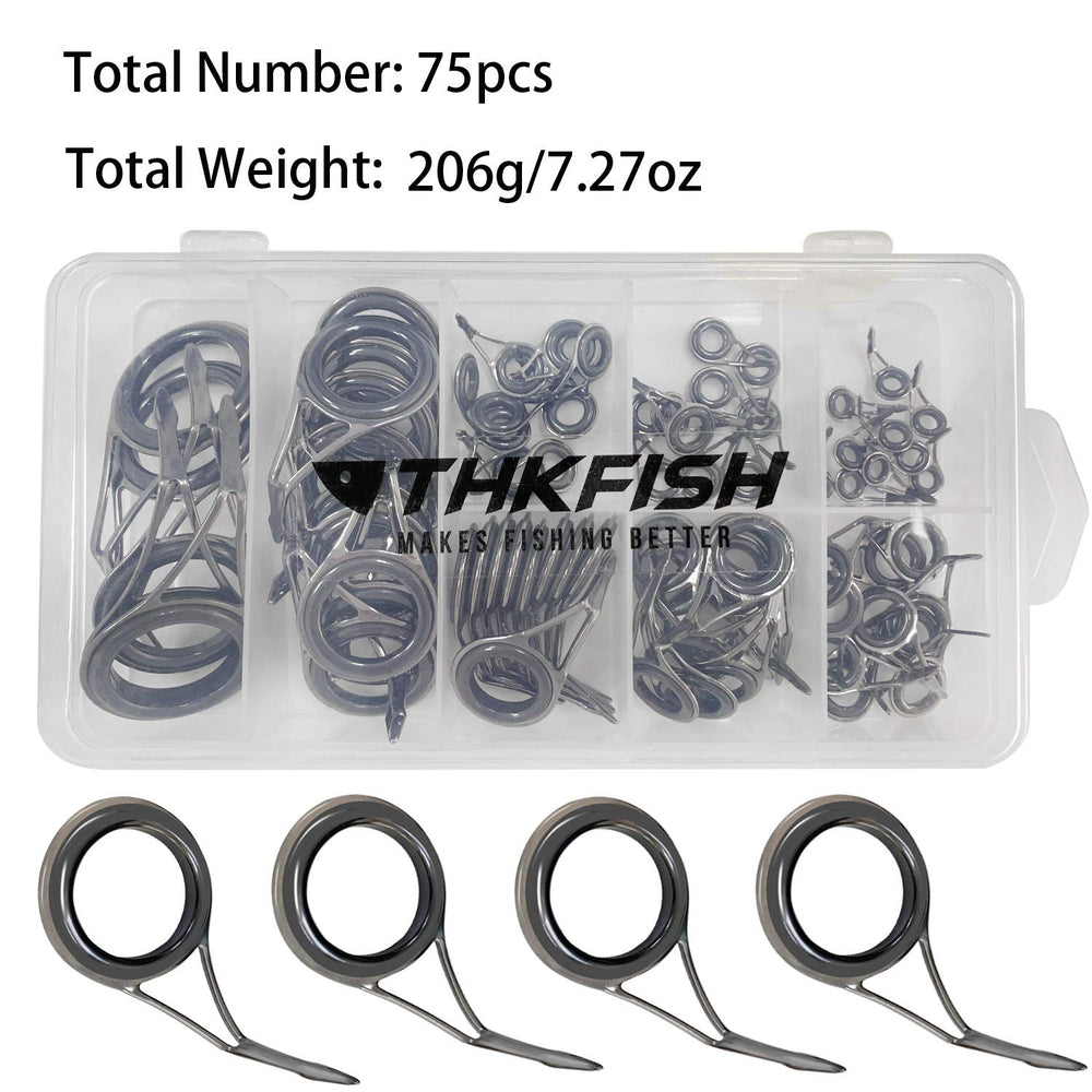 75-piece rod guide kit for saltwater and freshwater rods