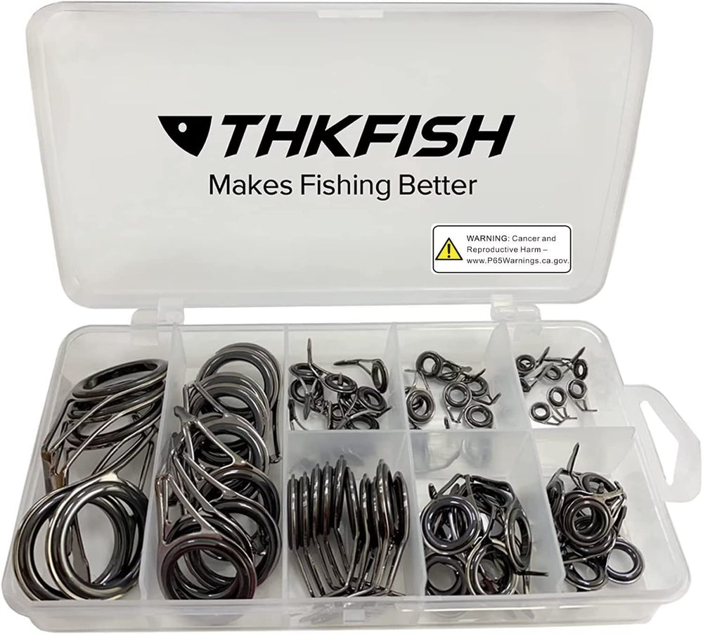 Burnished silver THKFISH rod guides for fishing rods