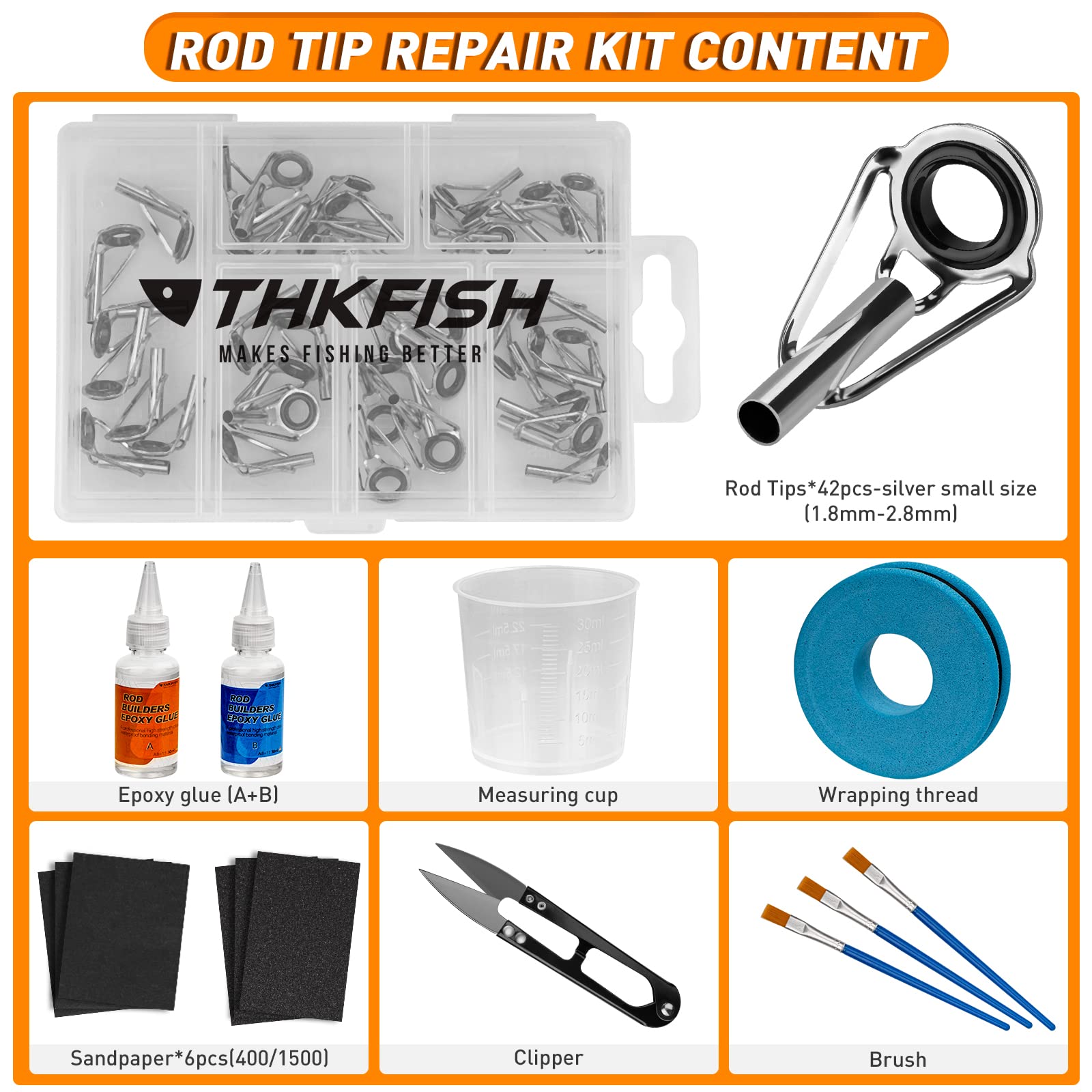 Rod tips in 6 sizes with stainless steel frames