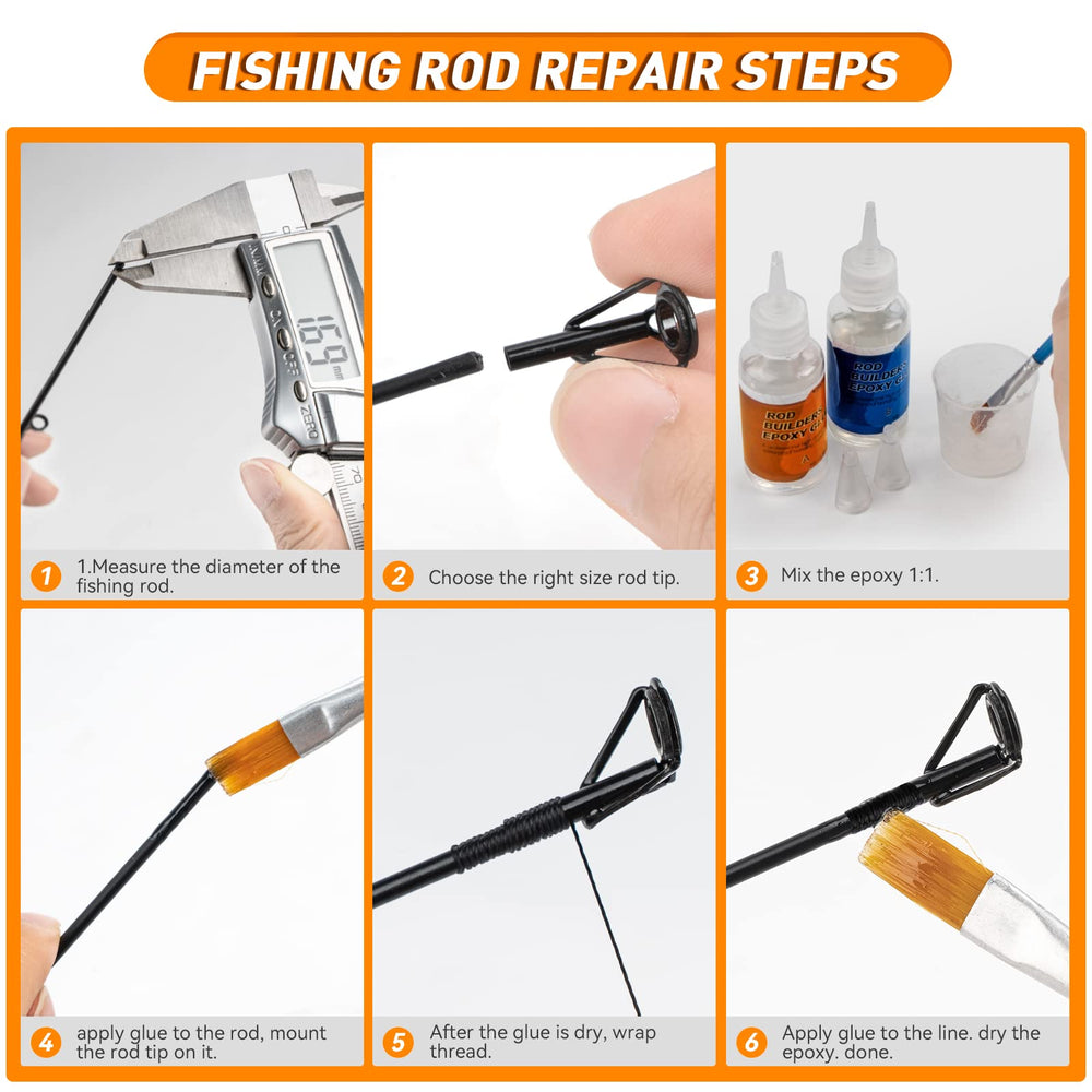 Portable, all-in-one rod tip repair kit ready to use