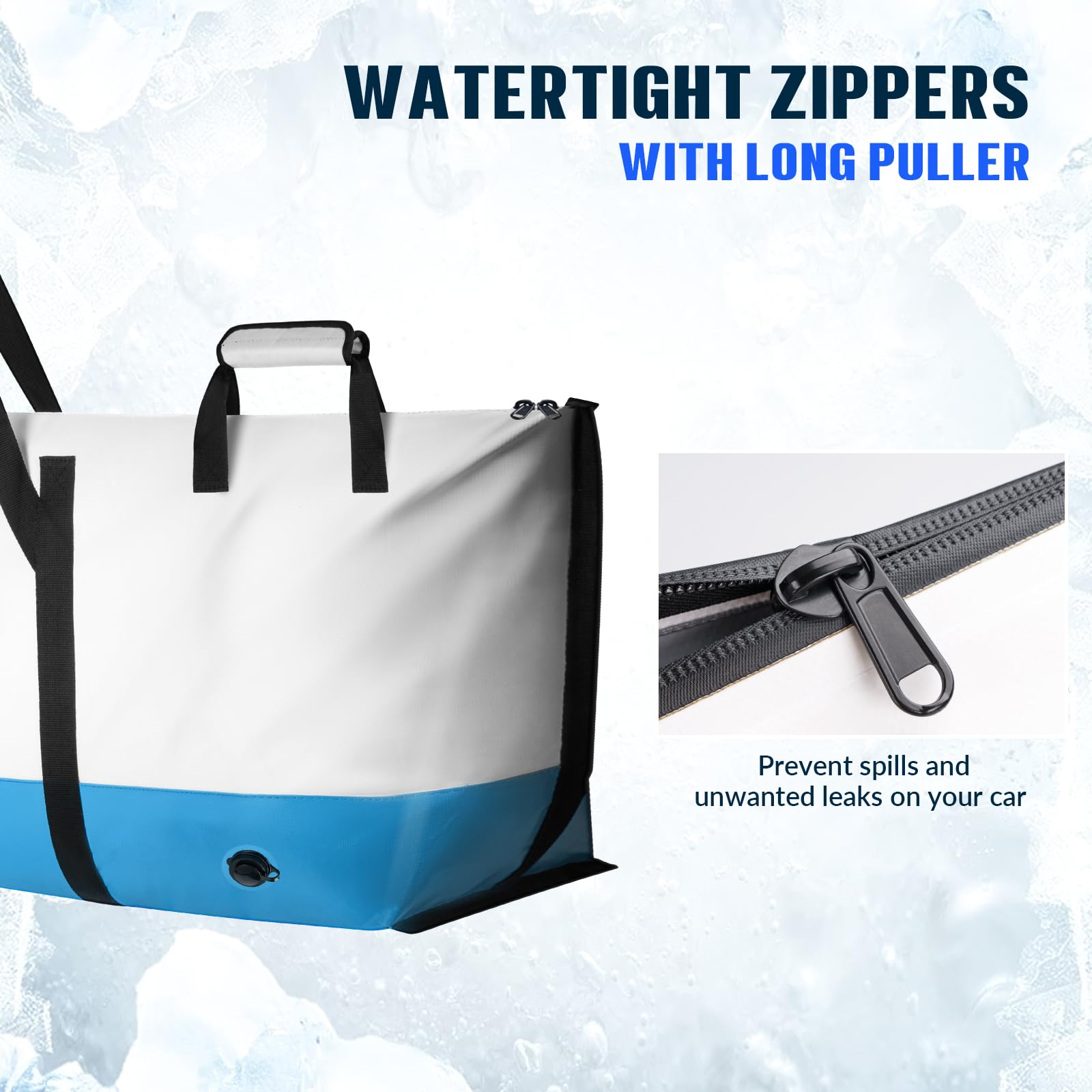 Rugged waterproof material and long puller zippers